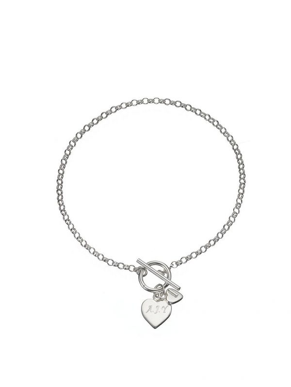 buy personalised sterling silver double heart drop t bar bracelet 5f1717847f708