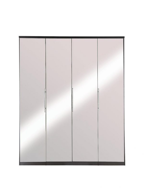buy prague 4 door wardrobe with mirrored doors and internal chest of 3 drawers 5f2394c6ec429