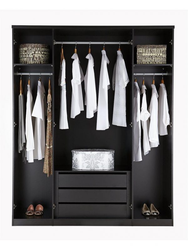 buy prague 4 door wardrobe with mirrored doors and internal chest of 3 drawers 5f2394c9168eb