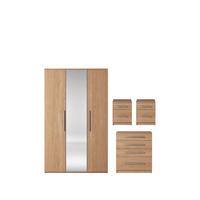 buy prague 4 piece package 3 door mirrored wardrobe 4 drawer chest and 2 bedside cabinets 5f1bb048eebc1