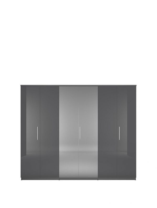 buy prague gloss 6 door mirrored wardrobe 5f1a5a233949e