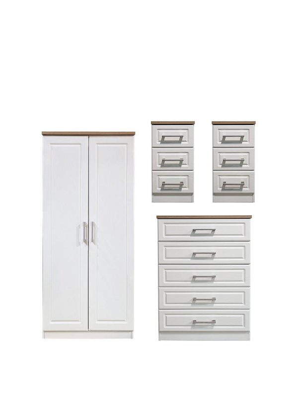 buy regent ready assembled 4 piece package 2 door wardrobe 5 drawer chest and 2 bedside chests 5f17bc0b34630