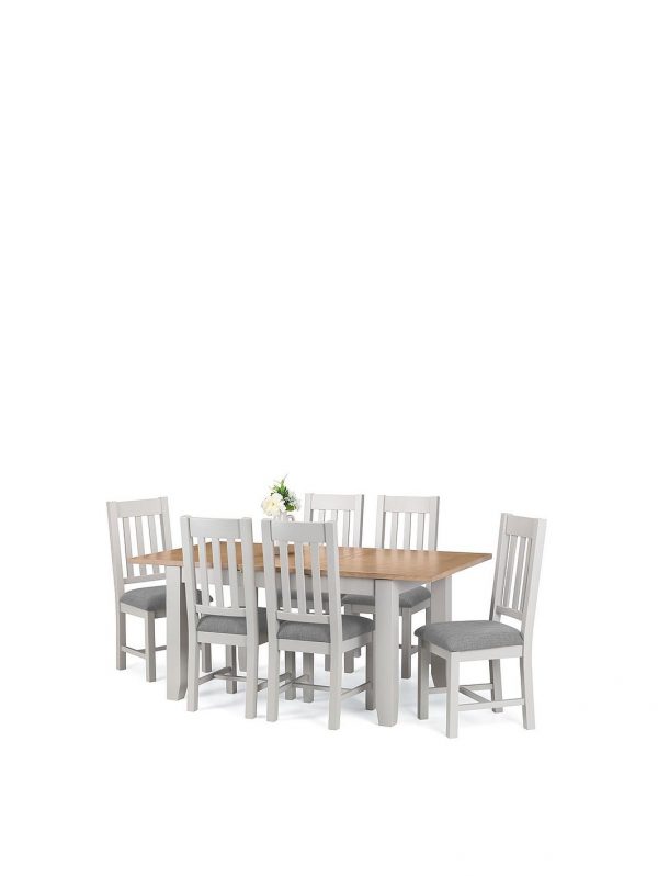 buy richmond 140 180 cm extending solid wood and veneer dining table 6 chairs 5f1a68dd84d29