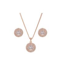 buy rose gold double halo pendant and earring set 5f21a44210614