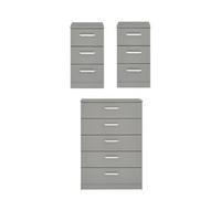 buy sanford high gloss ready assembled 3 piece package chest of 5 drawers and 2 bedside chests 5f17bd881fb5f