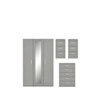 buy sanford part assembled high gloss 4 piece package 3 door mirrored wardrobe chest of 5 drawers and 2 bedside chests 5f17bbeba9e0b
