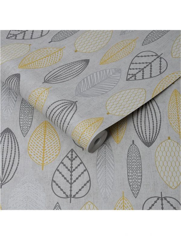 buy scandi leaf wallpaper yellow 5f17d7d26c525