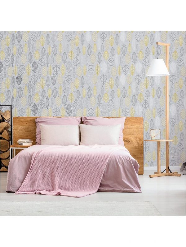 buy scandi leaf wallpaper yellow 5f17d7d3cfbcc