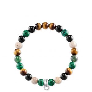 buy semi precious bead green mix stretch charm bracelet 5f1714009f108