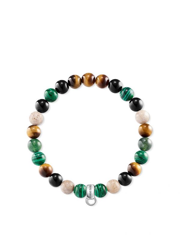 buy semi precious bead green mix stretch charm bracelet 5f1714009f108