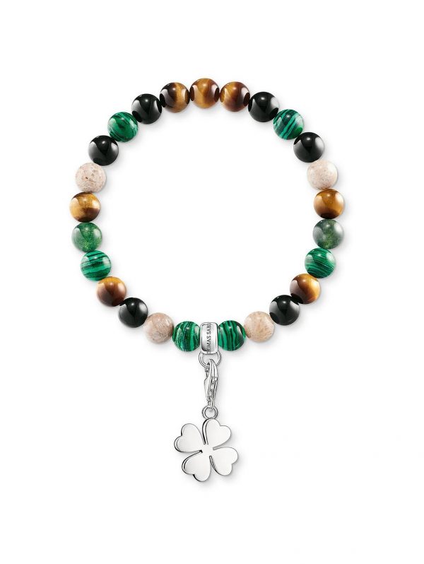 buy semi precious bead green mix stretch charm bracelet 5f17140195ec9