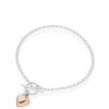 buy silver and rose gold plated double heart t bar bracelet 5f159b315f108