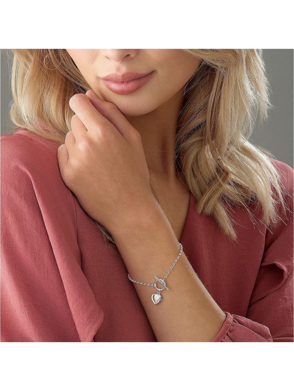 buy silver and rose gold plated double heart t bar bracelet 5f159b321a3bb