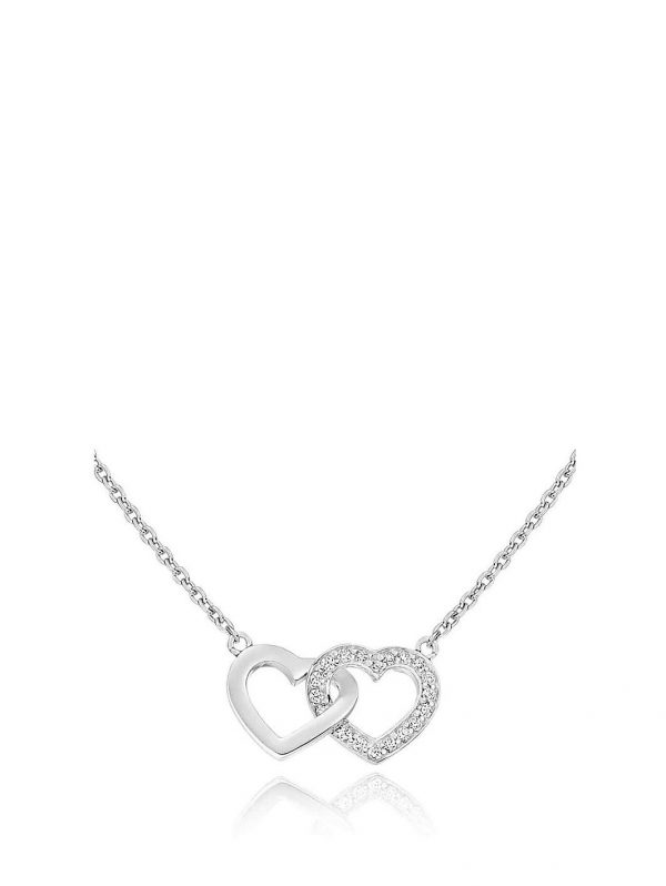 buy silver cubic zirconia double heart necklace 5f16ec69e9f49