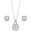 buy silver cubic zirconia square halo pendant and earrings set 5f1869577b7d1