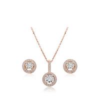 buy silver rose gold plated cubic zirconia pendant and stud earring set 5f1869f00ded7