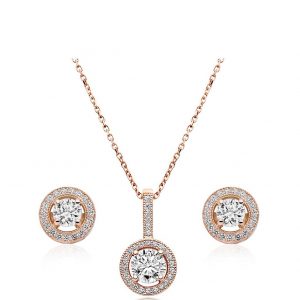 buy silver rose gold plated cubic zirconia pendant and stud earring set 5f1869f69e4ae