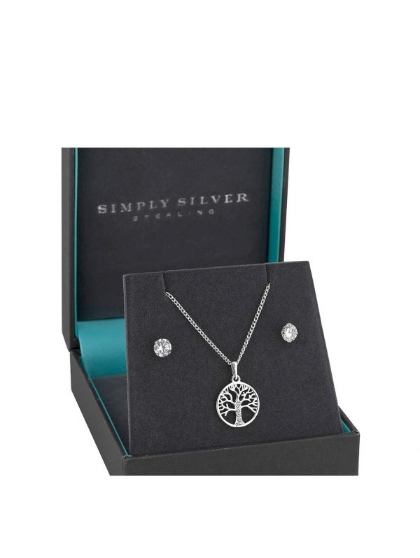 buy simply silver cubic zirconia tree of life earrings and pendant set 5f1869a96d72c