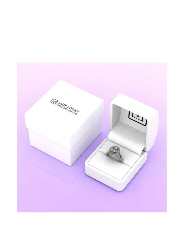 buy special edition 9ct white gold lady lynsey 5 carat moissanite pear halo ring 5f2025a60c68a
