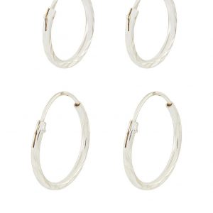 buy sterling 2 pack mini diamond cut hoop set silver 5f1c5fbfd35d0