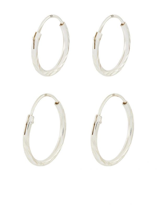 buy sterling 2 pack mini diamond cut hoop set silver 5f1c5fbfd35d0