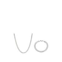 buy sterling silver 1oz solid diamond cut curb chain and bracelet set 5f1daf7ca1e0f
