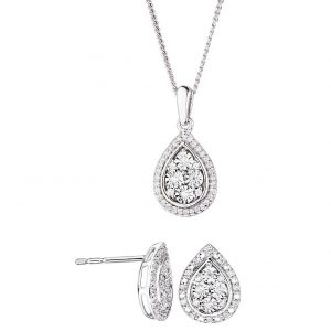 buy sterling silver 20pt diamond total pear stud earrings and pendant necklace 5f1b0c40946f6