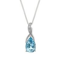 buy sterling silver blue topaz diamond set drop pendant 5f16ec402d92f