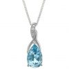 buy sterling silver blue topaz diamond set drop pendant 5f16ec428bca7