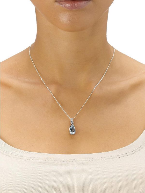 buy sterling silver blue topaz diamond set drop pendant 5f16ec43dbbd9