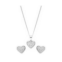 buy sterling silver cubic zirconia cluster heart stud earrings and pendant set 5f18692dda349