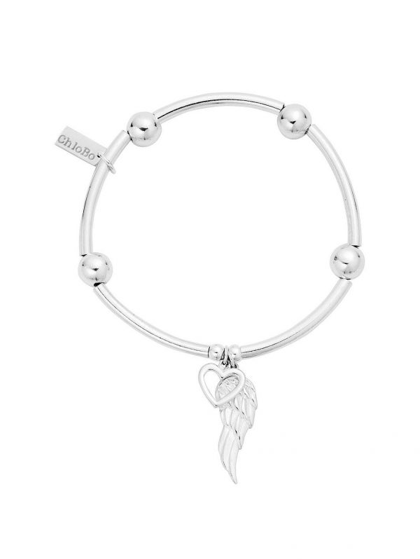 buy sterling silver noodle ball open heart angel wing bracelet 5f159af614874
