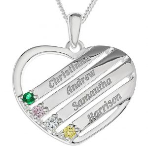 buy sterling silver personalised gem set heart pendant 5f1718e6e9342