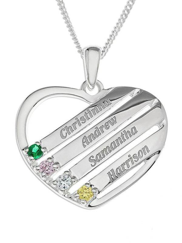 buy sterling silver personalised gem set heart pendant 5f1718e6e9342