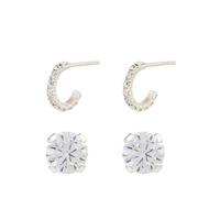 buy sterling sparkle hoop stud set silver 5f1c602d3ed7b
