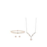 buy twist pearl with stretch bracelet trio jewellery set 5f1869da94320