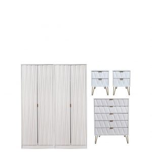 buy versailles part assembled 4 piece package 4 door wardrobe 5 drawer chest and 2 bedside chests 5f17bca11571b
