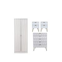 buy versailles ready assembled 4 piece package 2 door wardrobe 5 drawer chest and 2 bedside chests 5f17bc5f23c2f