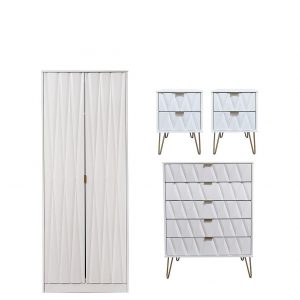 buy versailles ready assembled 4 piece package 2 door wardrobe 5 drawer chest and 2 bedside chests 5f17bc676716c