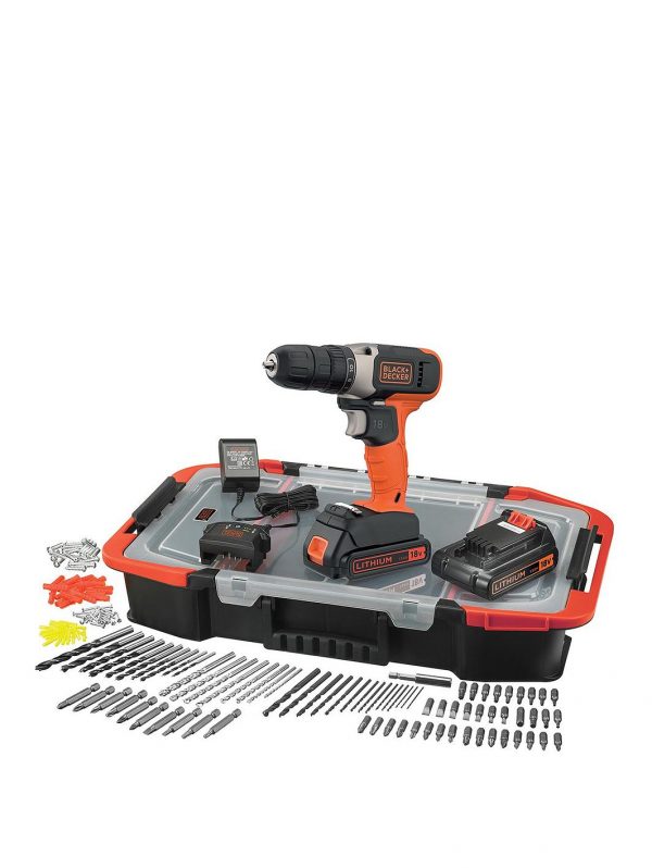 selling 18v lithium ion cordless drill drive with 2 batteries 165 accessories with kitbox 5f057bf3810f9