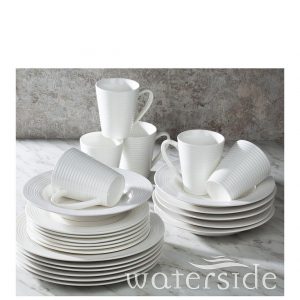 selling 24 piece white embossed linear dinner set 5efc78c7917c3