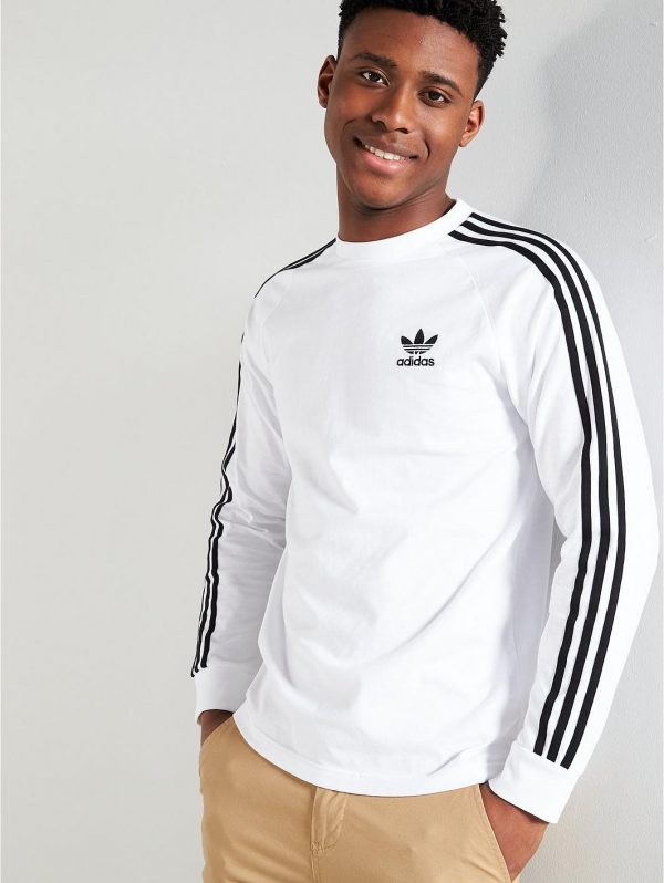 selling 3 stripe long sleeve t shirt white 5efc81ce41816