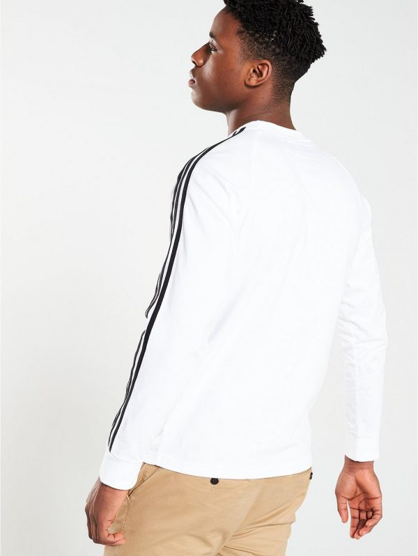 selling 3 stripe long sleeve t shirt white 5efc81cf33fa0