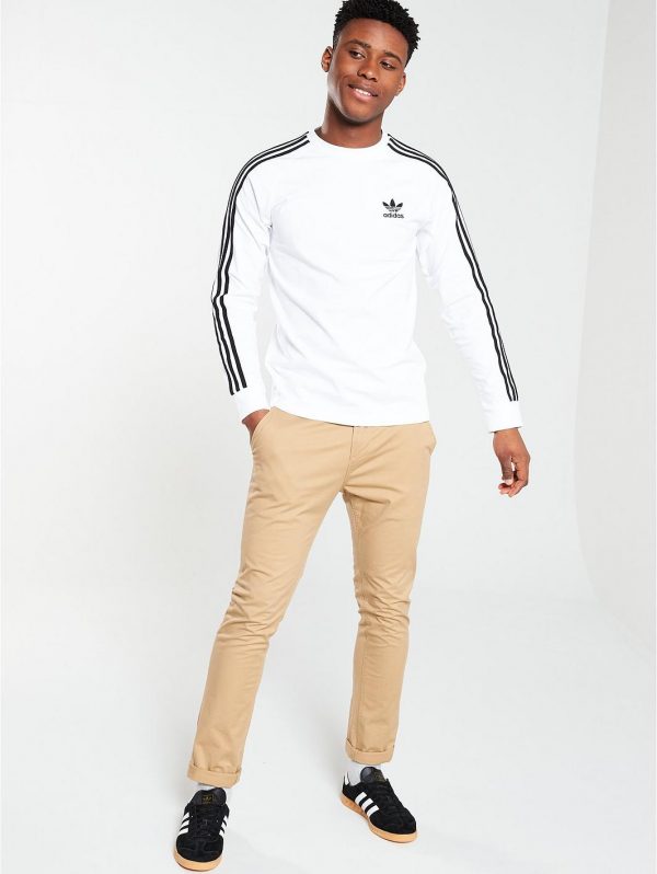 selling 3 stripe long sleeve t shirt white 5efc81d0021ff