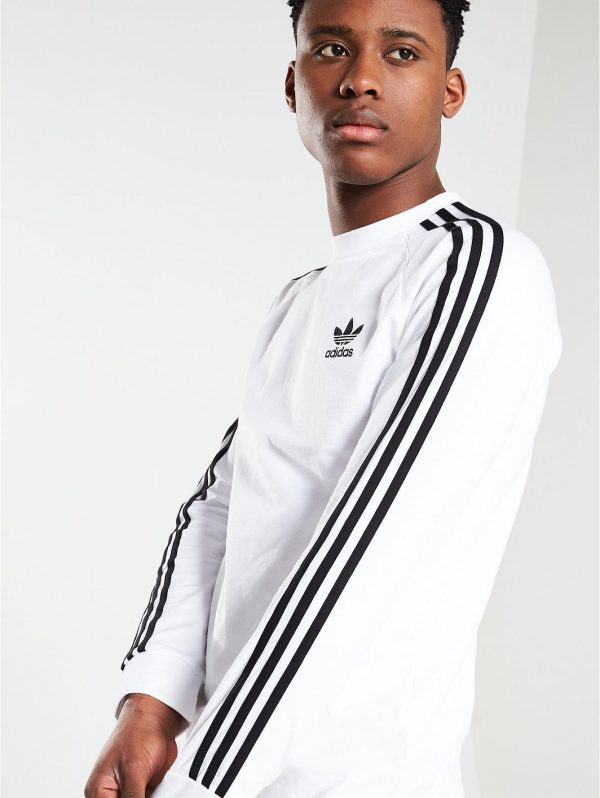 selling 3 stripe long sleeve t shirt white 5efc81d0a3577