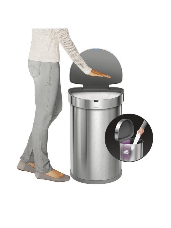 selling 45 litre single compartment semi round sensor bin brushed stainless steel 5f0431836bee9