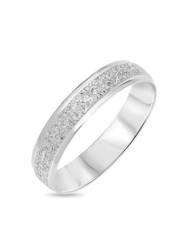 selling 9ct white gold diamond cut sparkle 4mm d shape wedding band 5efc64903bd39