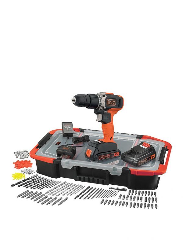 selling black decker 18v lithium ion combi hammer drill with 2 batteries 165 accessories with kitbox 5f057be42ba80
