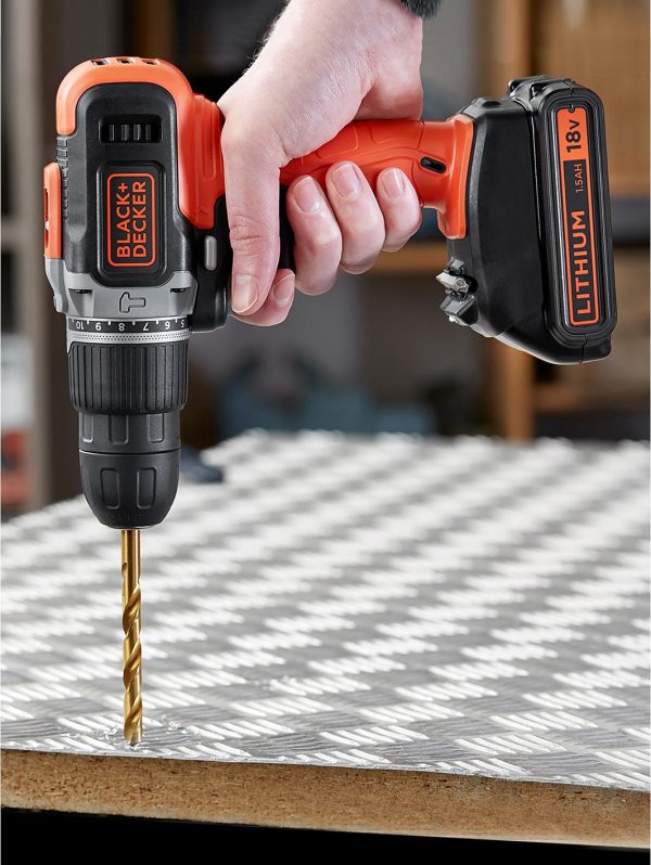 selling black decker 18v lithium ion combi hammer drill with 2 batteries 165 accessories with kitbox 5f057be4d89d2