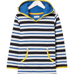 selling boys stripe hooded towelling top navy 5f042a49c64e7